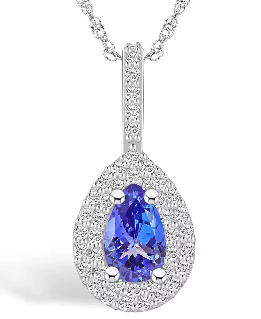 商品Macy's|Tanzanite (7/8 Ct. t.w.) and Diamond (3/8 Ct. t.w.) Halo Pendant Necklace,价格¥9286,第1张图片