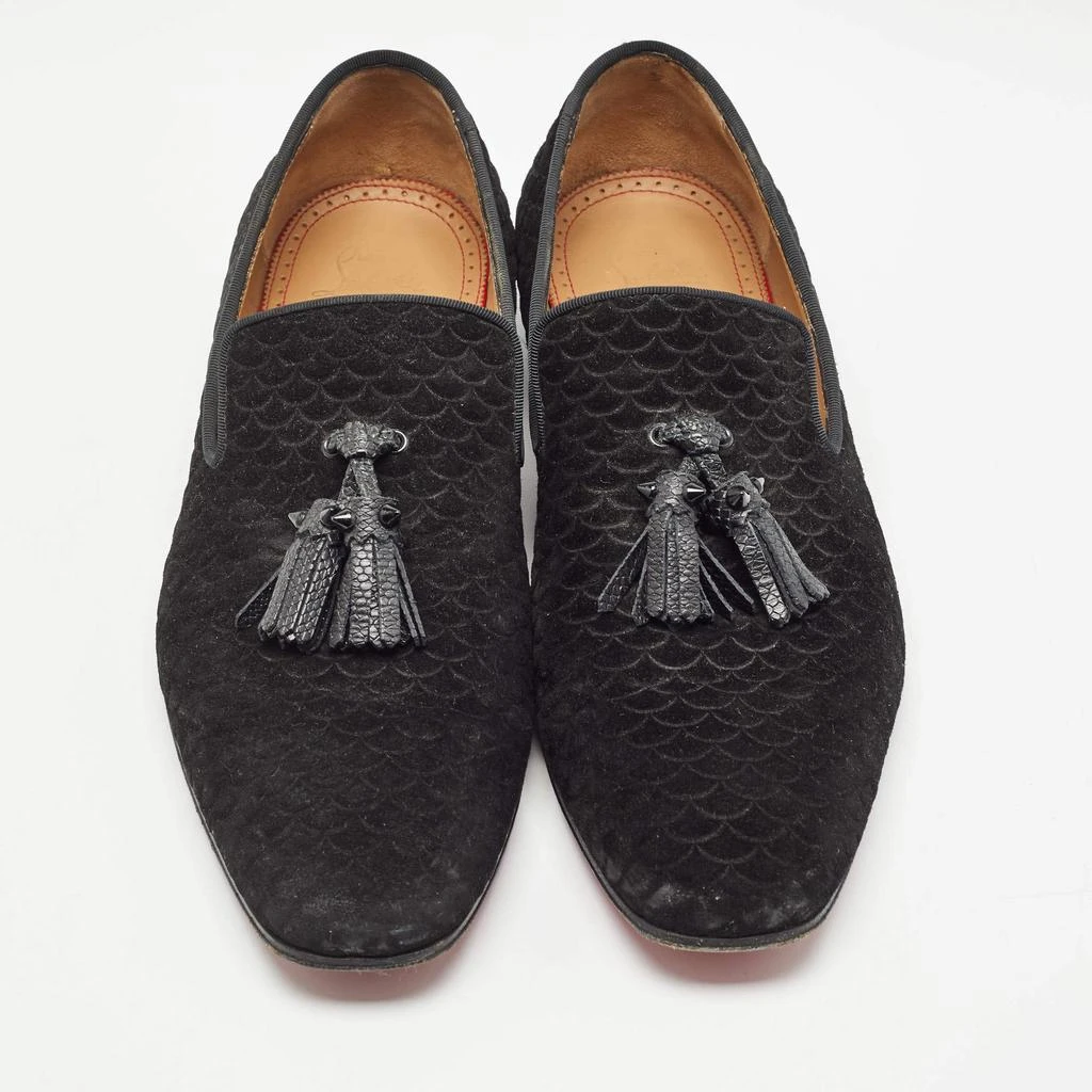商品[二手商品] Christian Louboutin|Christian Louboutin Black Embossed Suede Dandelion Smoking Slippers Size 42.5,价格¥1215,第3张图片详细描述