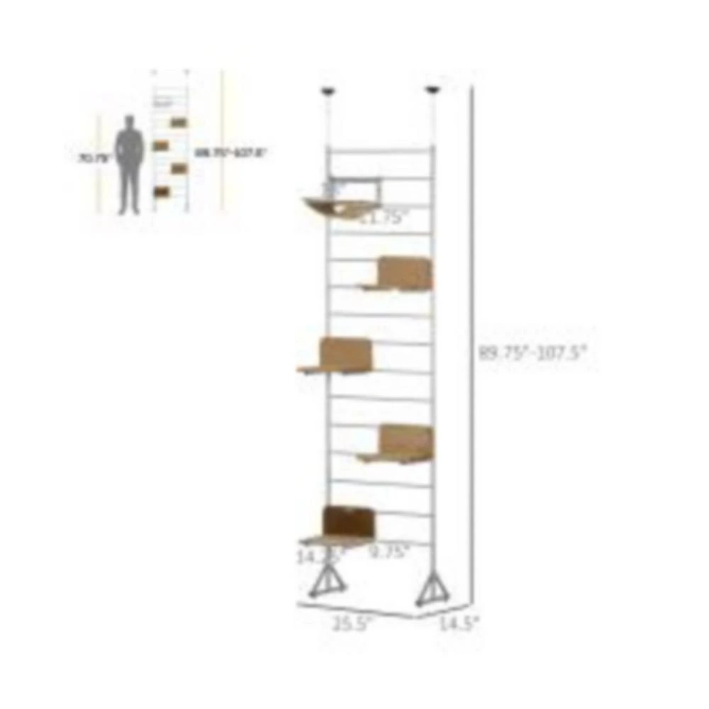 商品PawHut|9FT Adjustable Multi-Level Cat Climbing Tree Tower Scratcher Post,价格¥1679,第3张图片详细描述
