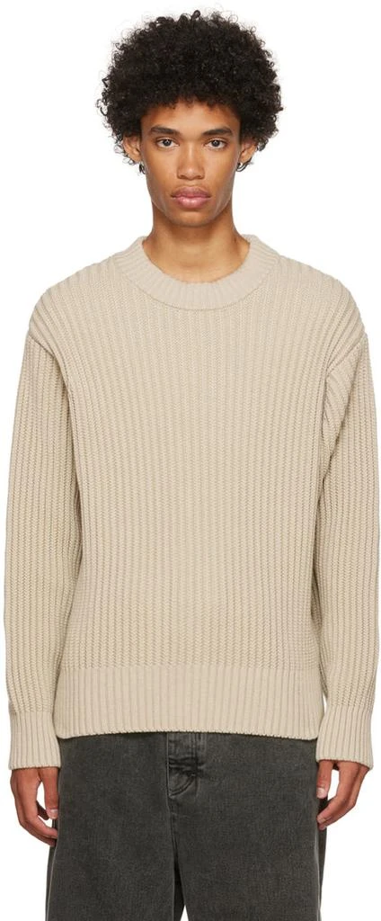 商品AMI|Beige Organic Cotton Sweater,价格¥997,第1张图片