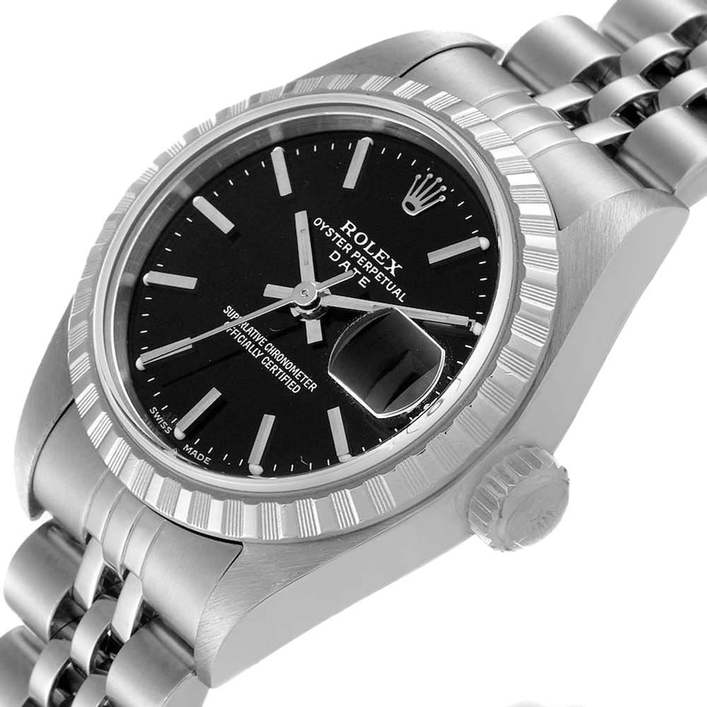 Rolex Black Stainless Steel Date 79240 Women's Wristwatch 26MM商品第2张图片规格展示