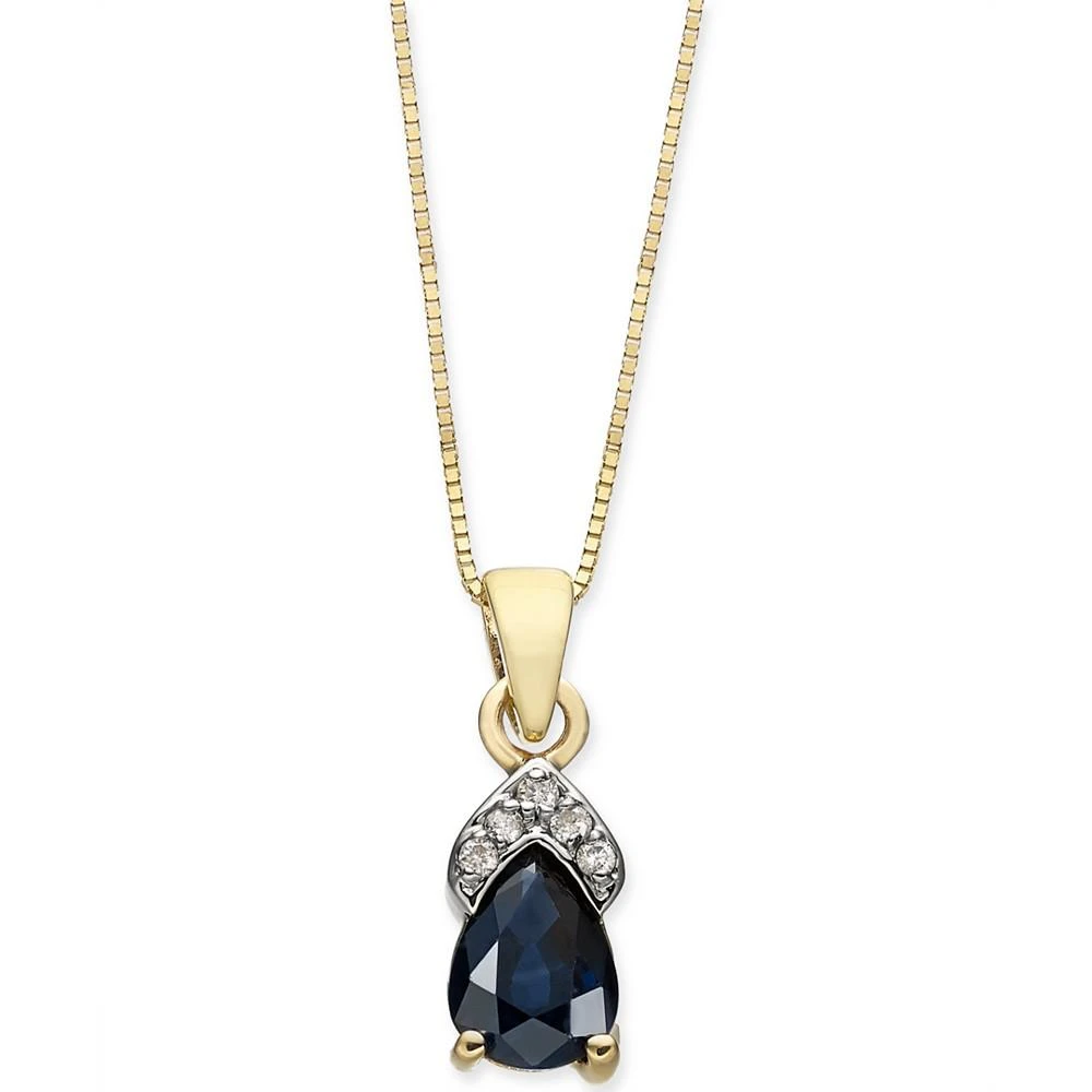 商品Macy's|Sapphire (7/8 ct. t.w.) & Diamond Accent 18" Pendant Necklace in 14k Gold,价格¥3357,第1张图片