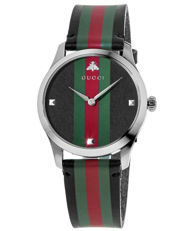 商品Gucci|Gucci G-Timeless Black Dial Black Leather Strap Men's Watch YA1264079,价格¥7741,第1张图片