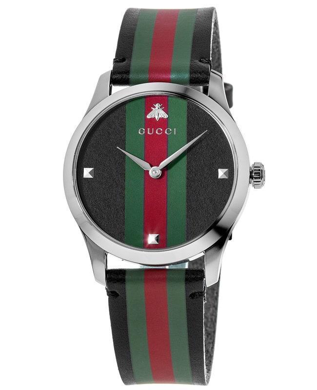 商品Gucci|Gucci G-Timeless Black Dial Black Leather Strap Men's Watch YA1264079,价格¥5882,第1张图片