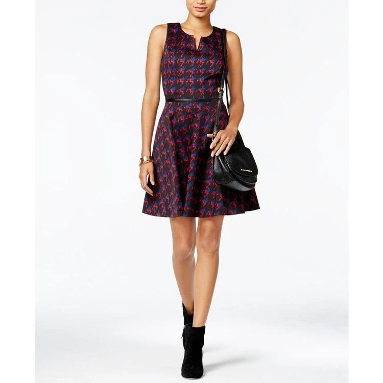 商品Tommy Hilfiger|Faux-Leather-Trim Fit & Flare Dress, Only at Macy's,价格¥246,第2张图片详细描述