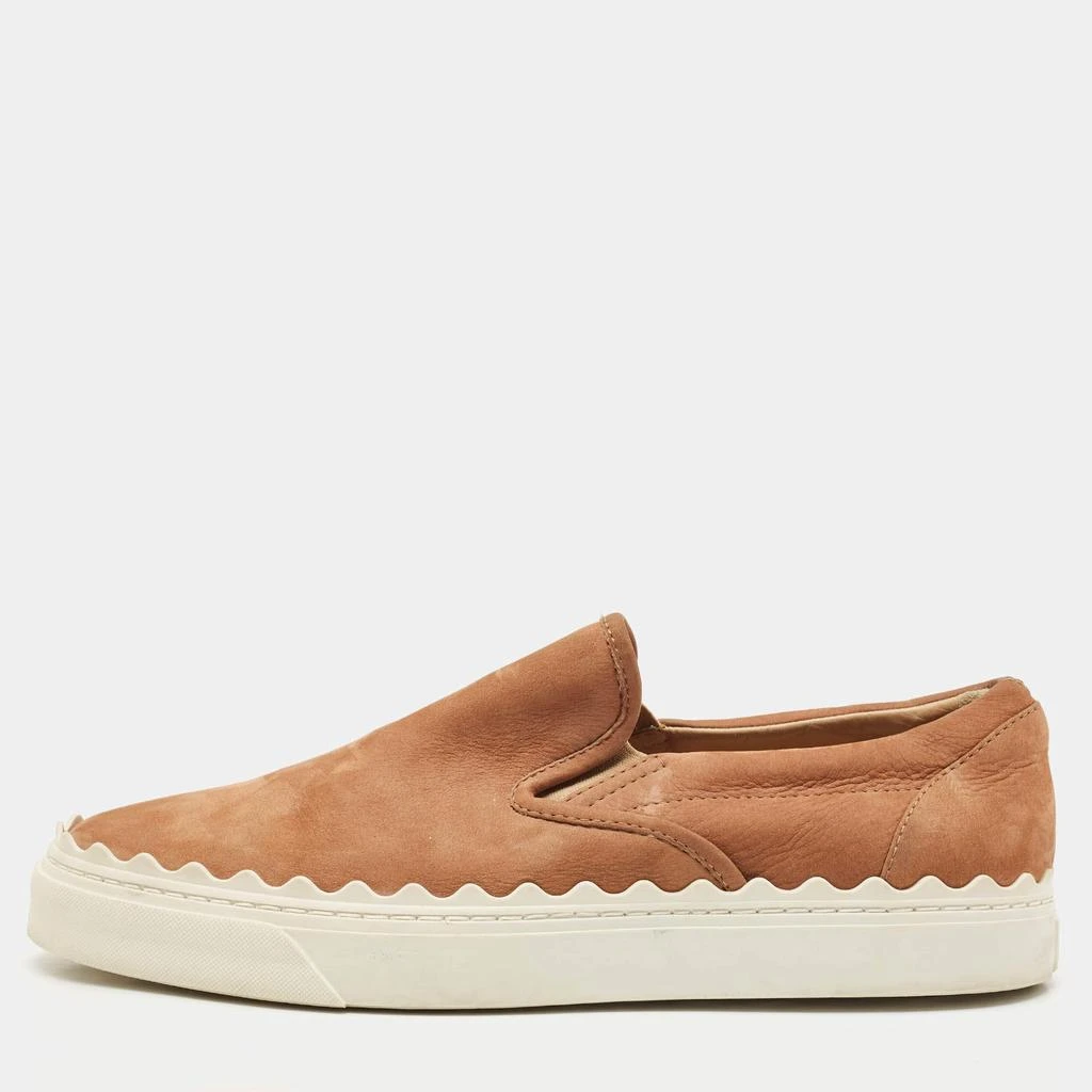 商品[二手商品] Chloé|Chloe Brown Nubuck Leather Ivy Scallop Slip On Sneakers Size 40,价格¥2916,第1张图片