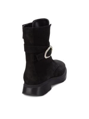 商品Stuart Weitzman|Crystal Buckle Suede Ankle Boots,价格¥2952,第3张图片详细描述