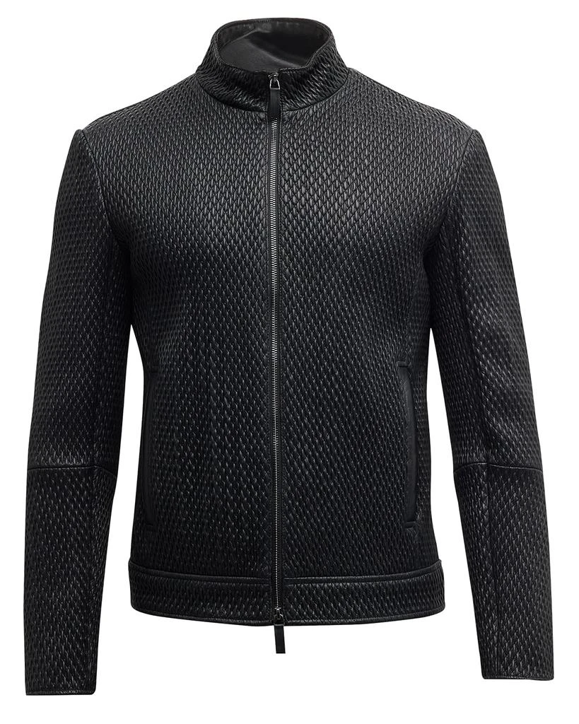 商品Emporio Armani|Men's Textured Leather Jacket,价格¥9879,第2张图片详细描述