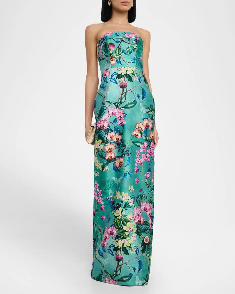 商品Theia|Lulu Floral-Print Mikado Column Gown,价格¥5757,第4张图片详细描述