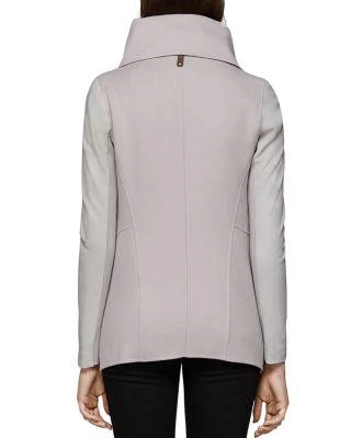 商品Mackage|Vane Draped Wrap Leather-Sleeve Coat ,价格¥3943,第2张图片详细描述