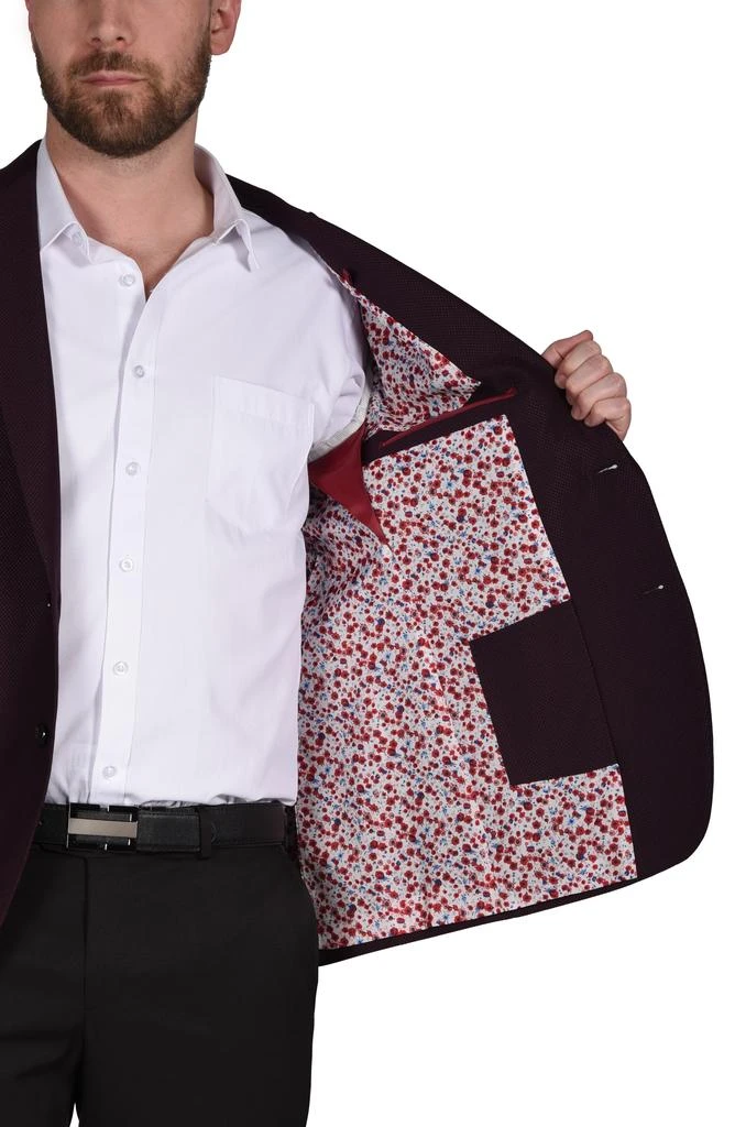 商品SAVILE ROW CO|Burgundy Peak Lapel Slim Fit Blazer,价格¥572,第3张图片详细描述