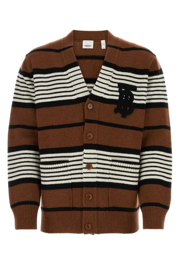 商品Burberry|Burberry Logo Detailed Striped Cardigan,价格¥6081,第1张图片