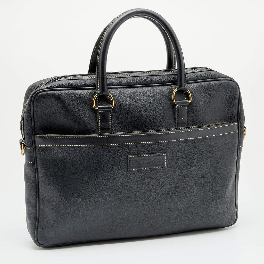 商品[二手商品] Dior|Dior Black Honeycomb Coated Canvas and Leather Vintage Briefcase,价格¥3401,第5张图片详细描述