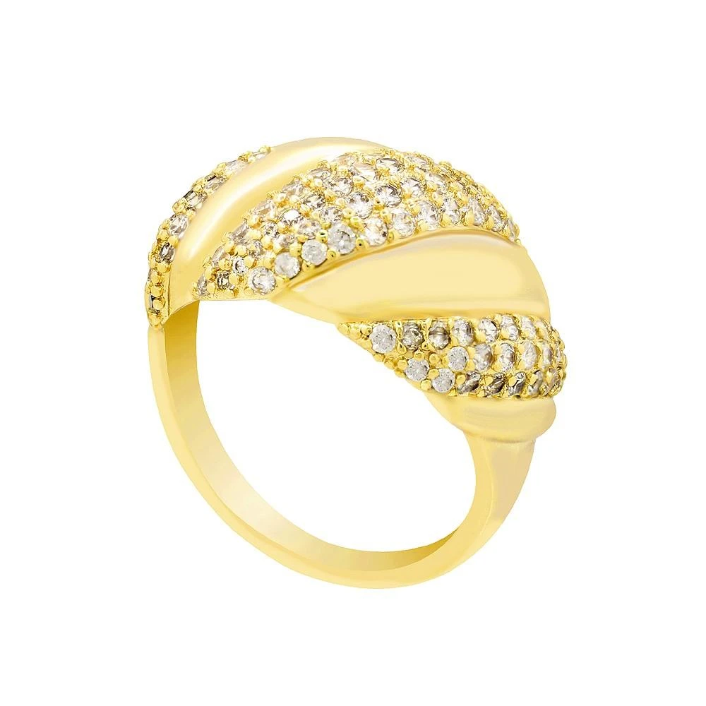 商品Essentials|Cubic Zirconia Pave Twist Shrimp Ring, Gold Plate,价格¥378,第1张图片