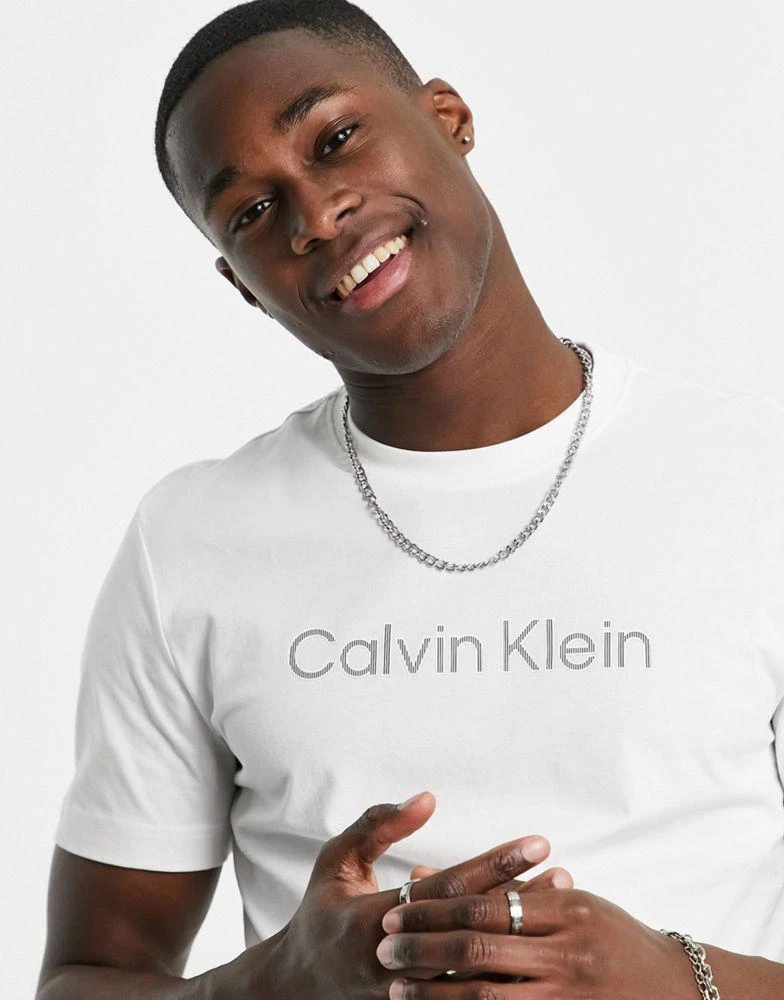 商品Calvin Klein|Calvin Klein raised striped logo t-shirt in white,价格¥350,第4张图片详细描述