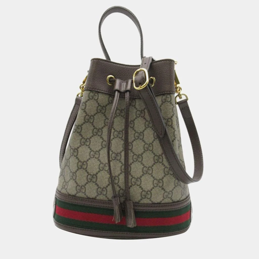 商品[二手商品] Gucci|Gucci Brown Canvas GG Supreme Small Ophidia Bucket Bag,价格¥11065,第1张图片