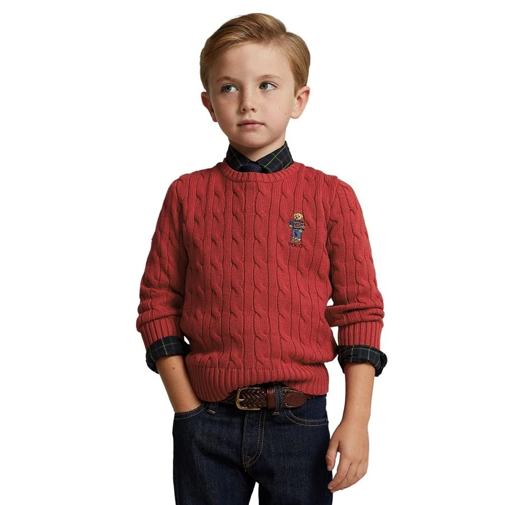 商品Ralph Lauren|Toddler and Little Boys Polo Bear Cable-Knit Sweater,价格¥211,第1张图片