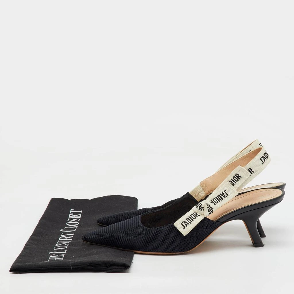 Dior Black Knit Fabric Pointed Toe J'Adior Slingback Pumps Size 38.5 商品