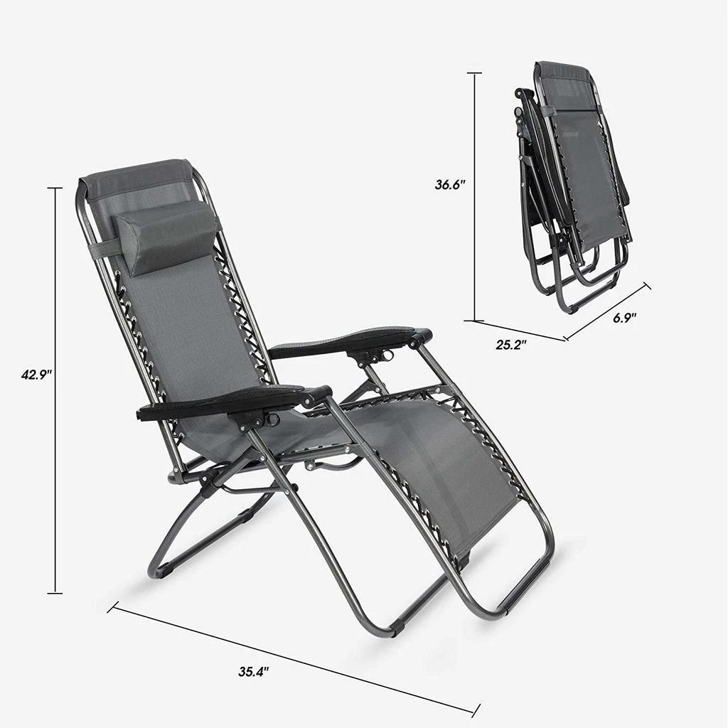 商品Streamdale Furniture|Streamdale Zero Gravity Patio Adjustable Folding Reclining Chair with Pillow,价格¥3558,第4张图片详细描述