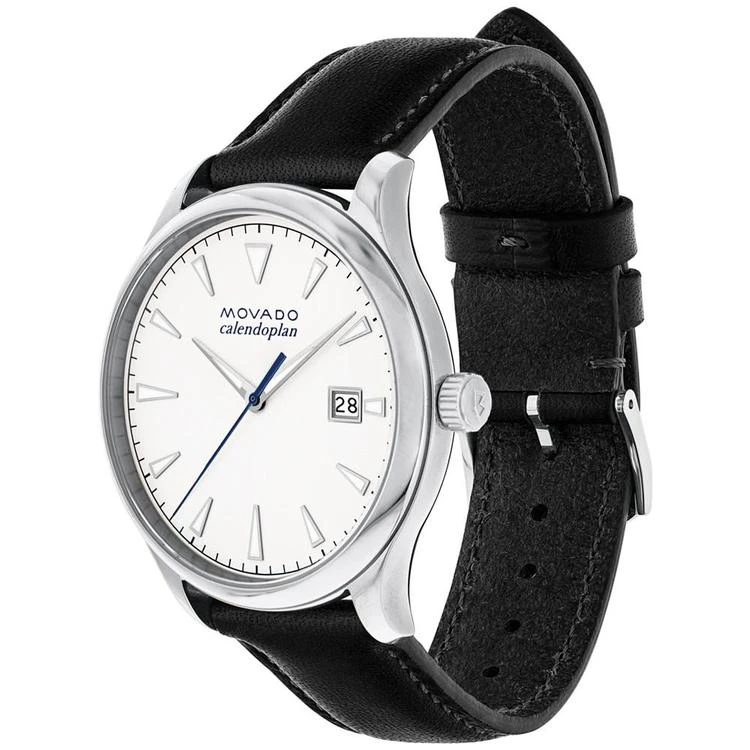 商品Movado|Men's Swiss Heritage Series Calendoplan Black Leather Strap Watch 40mm 3650002,价格¥2995,第2张图片详细描述