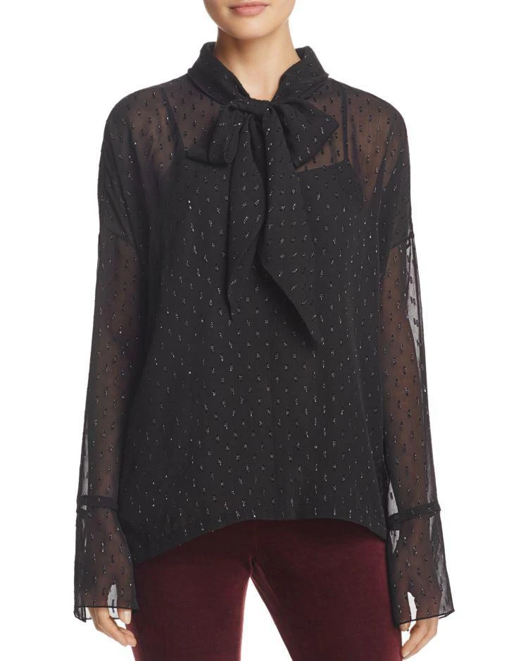 商品Theory|Metallic Silk Tie-Neck Blouse,价格¥630,第1张图片
