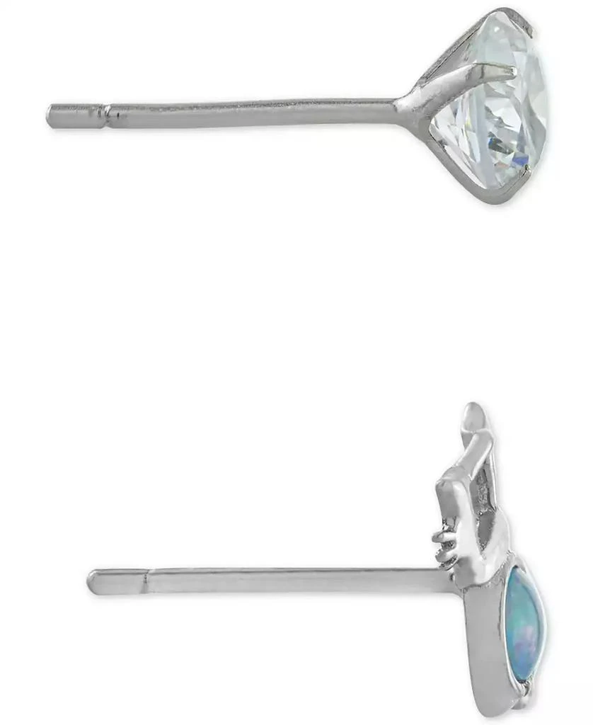 商品Giani Bernini|2-Pc. Set Cubic Zirconia & Simulated Opal Cat Stud Earrings in Sterling Silver, Created for Macy's,价格¥125,第3张图片详细描述