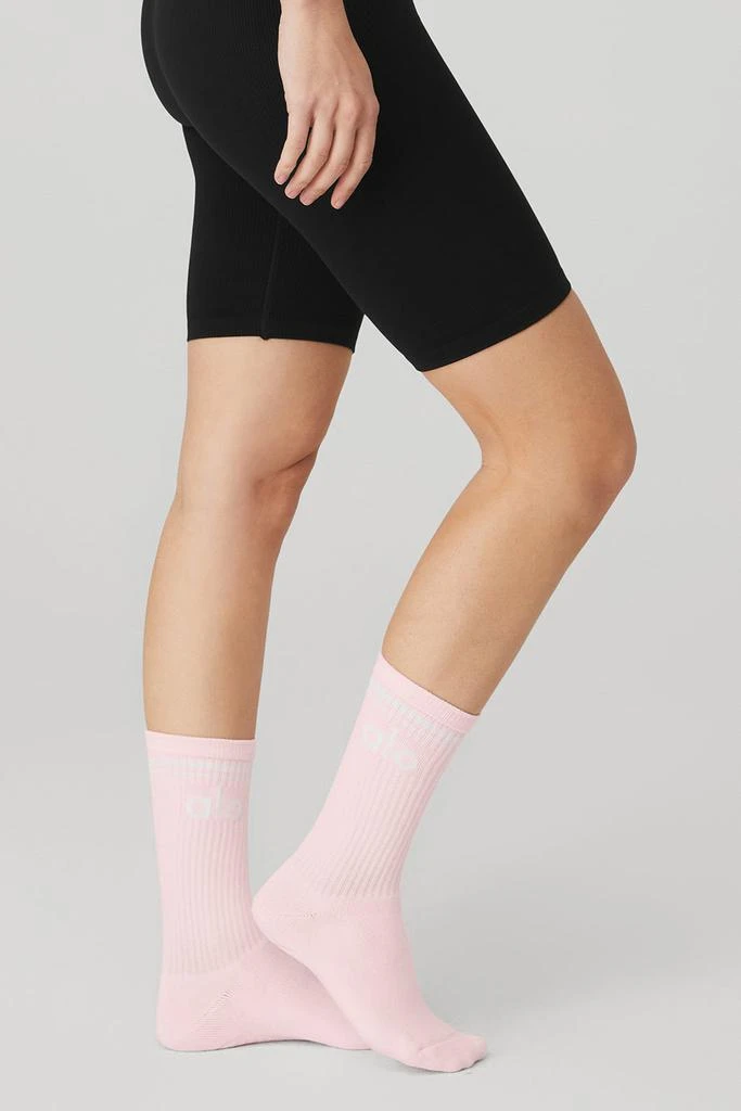 商品Alo|Women's Throwback Barre Sock - Powder Pink/White,价格¥225,第3张图片详细描述