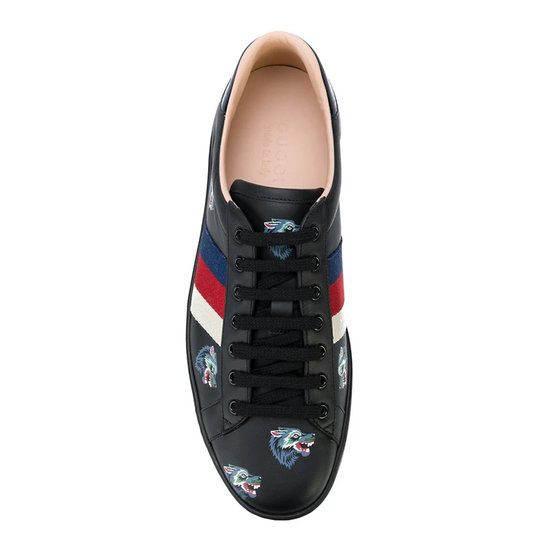 GUCCI古驰 男士黑色牛皮狼头印花休闲鞋板鞋 386750-0H810-1162 商品