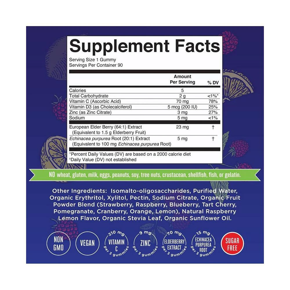 商品MaryRuth Organics|SF Immunity Gummies, Raspberry Lemonade, 90ct,价格¥224,第2张图片详细描述