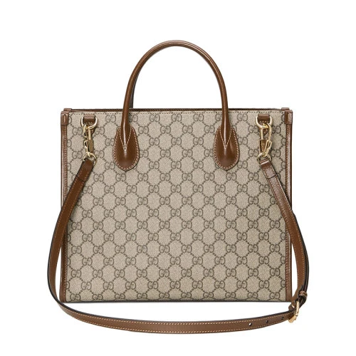 GUCCI/古驰 经典款 男女同款GG Supreme帆布棕色皮革饰边小号单肩手提包‎65998392TCG8563 商品