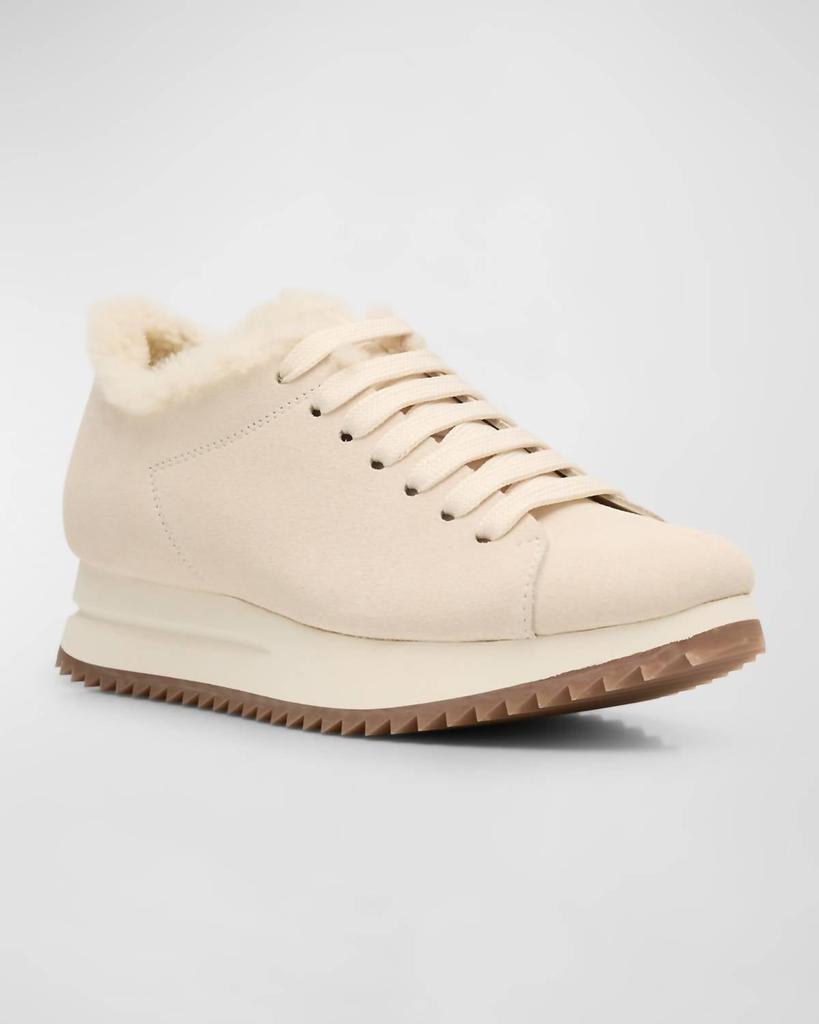 Women's Orinda Shearling Suede Sneakers In Basmati image 2