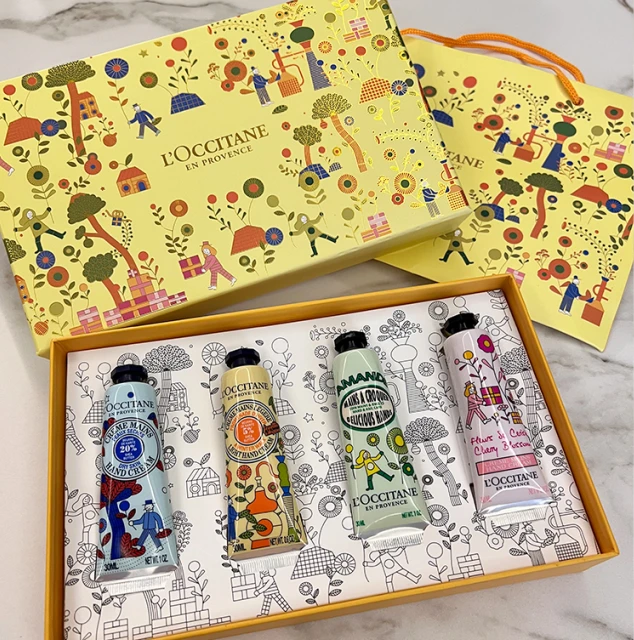 商品[国内直发] L'Occitane|L'occitane 欧舒丹护手霜冬日漫步教师节限定涂鸦黄色礼盒四件套 30ml*4,价格¥187,第1张图片