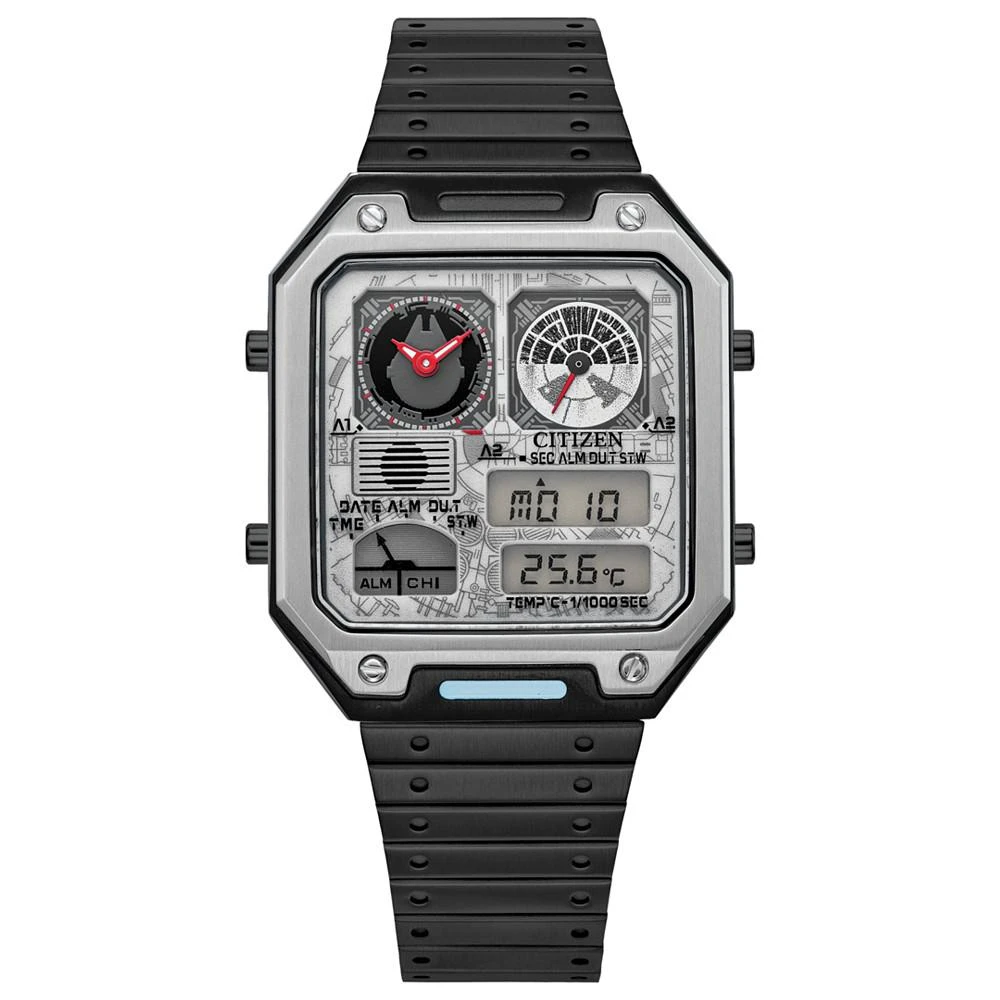 商品Citizen|Men's Star Wars Millennium Falcon Ana-Digi Gray-Tone Stainless Steel Bracelet Watch 33mm,价格¥3490,第1张图片