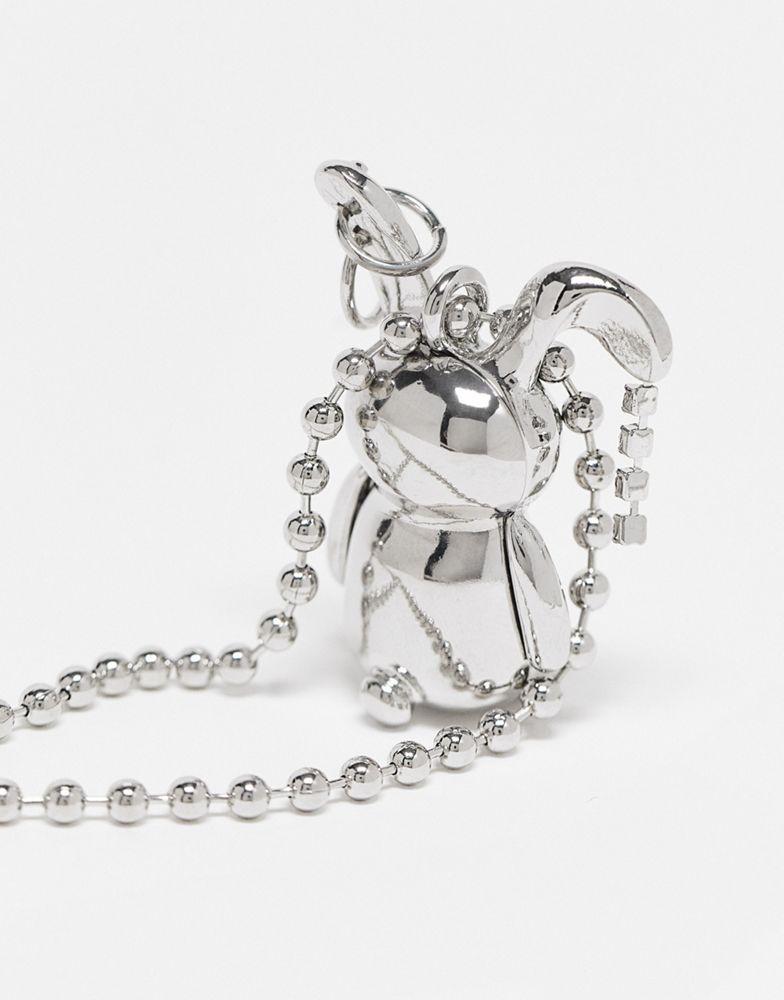商品Reclaimed Vintage|Reclaimed Vintage unisex necklace with cute bunny pendant in silver,价格¥95,第4张图片详细描述
