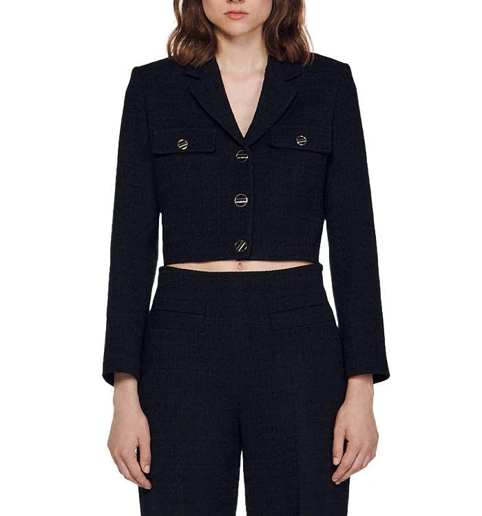 商品Sandro|Edma Cropped Tweed Jacket,价格¥1979,第1张图片