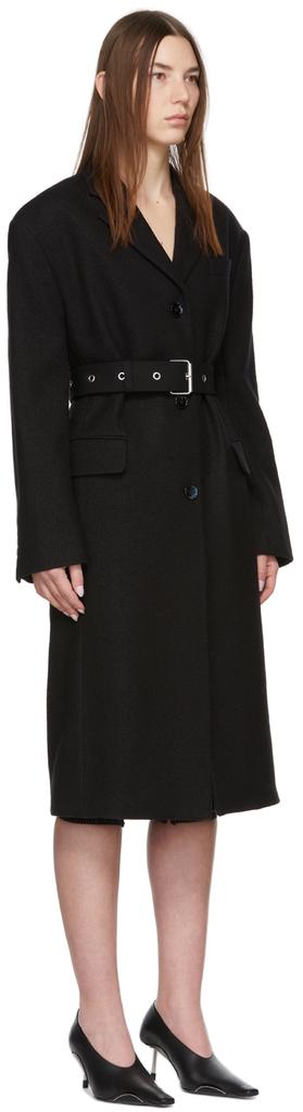Black Belted Wool Coat商品第2张图片规格展示
