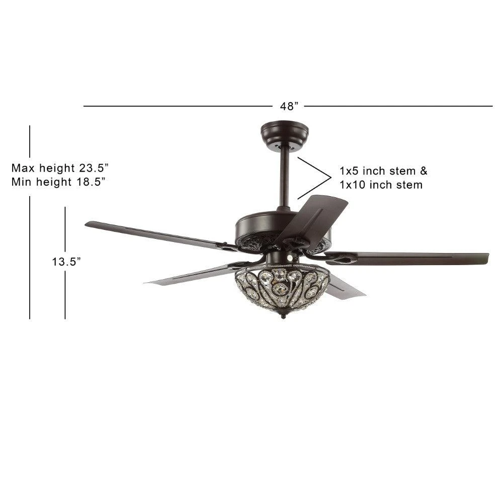 商品JONATHAN Y|Ali 48" 3-Light Wrought Iron LED Ceiling Fan With Remote,价格¥2701,第5张图片详细描述