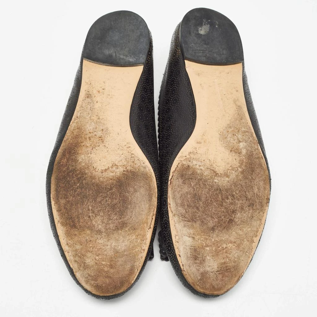 Salvatore Ferragamo Black Perforated Leather Vara Lace Bow Ballet Flats Size 40 商品