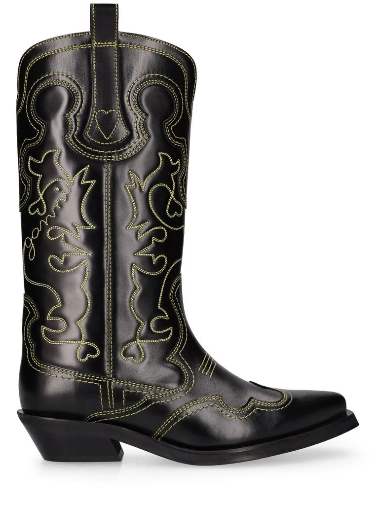 商品Ganni|40mm Mid Shaft Embroidered Western Boots,价格¥4409,第1张图片