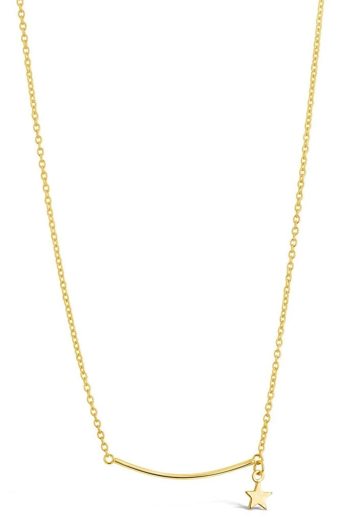 商品Sterling Forever|14K Gold Plated Sterling Silver Curved Bar & Star Charm Pendant Necklace,价格¥224,第1张图片