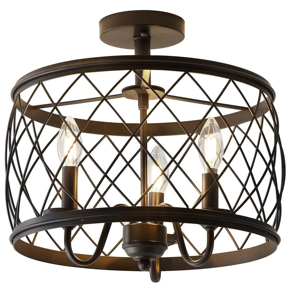 商品JONATHAN Y|Eleanor 15" 3-Light Metal LED Semi Flush Mount Ceiling Light,价格¥1471,第2张图片详细描述