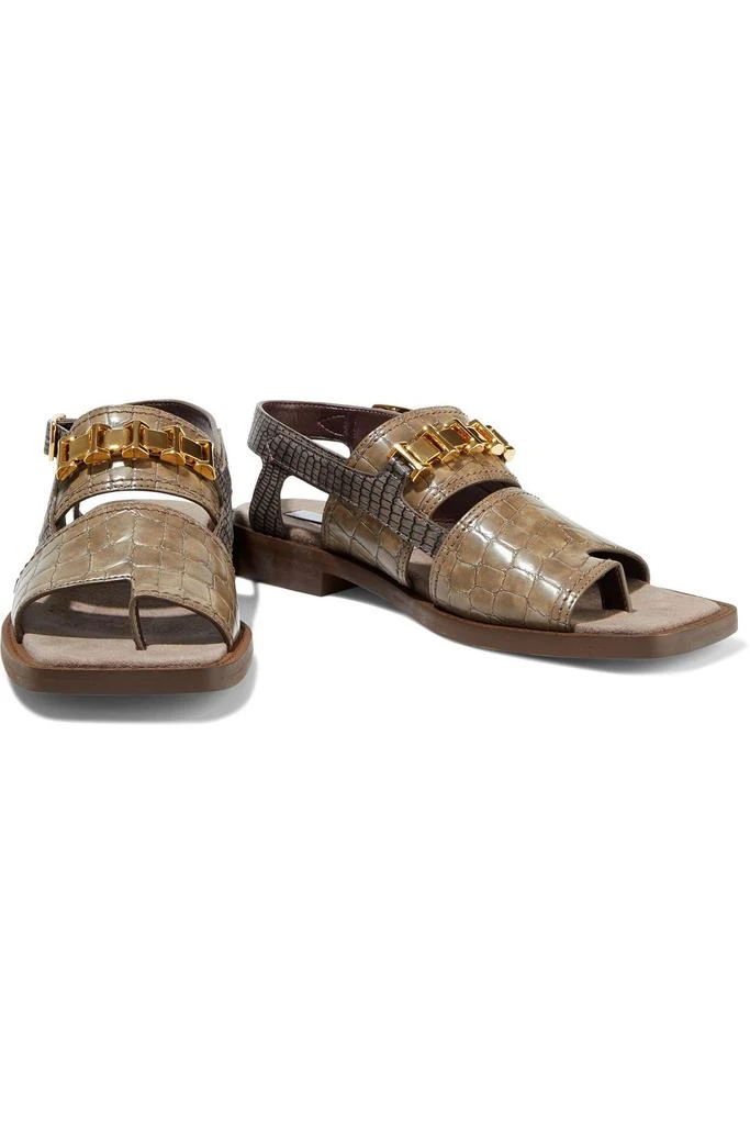 商品Stella McCartney|Paliano chain-trimmed faux croc-effect leather sandals,价格¥2120,第2张图片详细描述