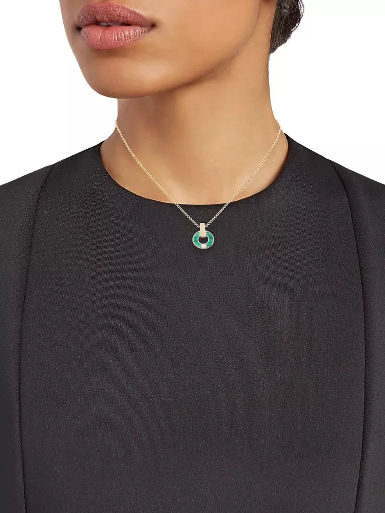 商品BVLGARI|Essential 18K Rose Gold, Malachite & Diamond Openwork Pendant Necklace,价格¥32345,第2张图片详细描述