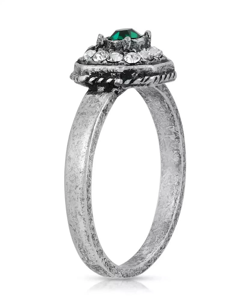商品2028|Pewter and Clear Crystal Octagonal Ring,价格¥194,第2张图片详细描述