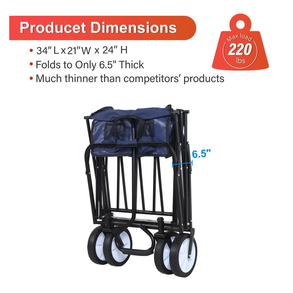 Rolling Collapsible Garden Cart Camping Wagon 商品