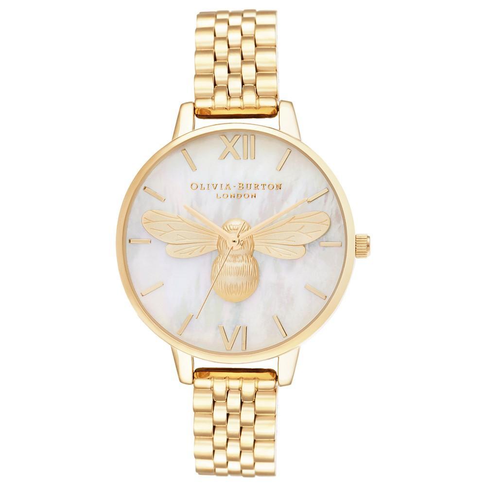 商品Olivia Burton|Women's Lucky Bee Gold-Tone Bracelet Watch 34mm,价格¥1233,第1张图片