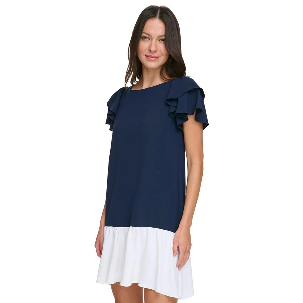 商品DKNY|Women's Colorblocked Flutter-Sleeve Dress,价格¥599,第3张图片详细描述