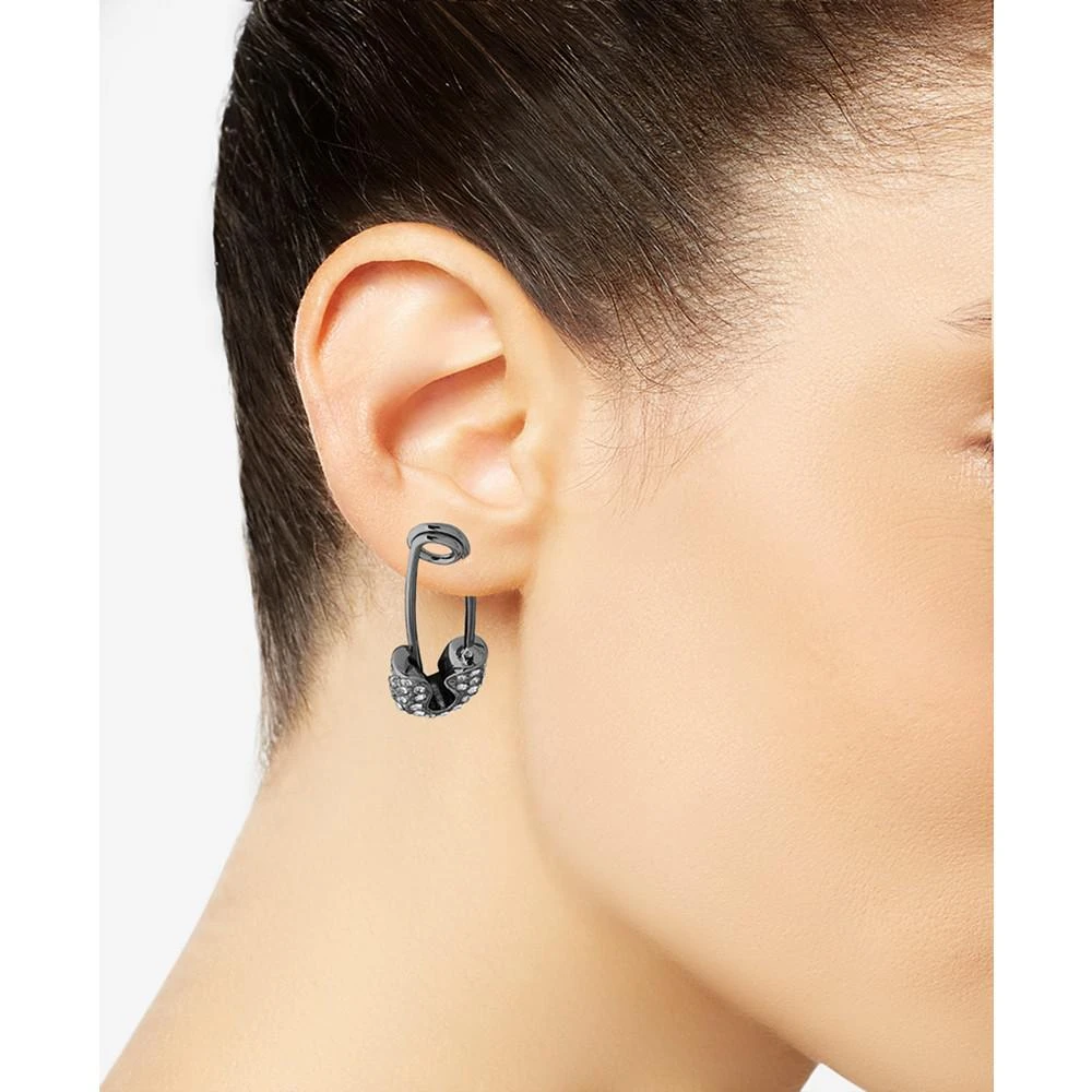 商品Karl Lagerfeld Paris|Hematite-Tone Crystal Pavé Safety Pin Earrings,价格¥209,第2张图片详细描述