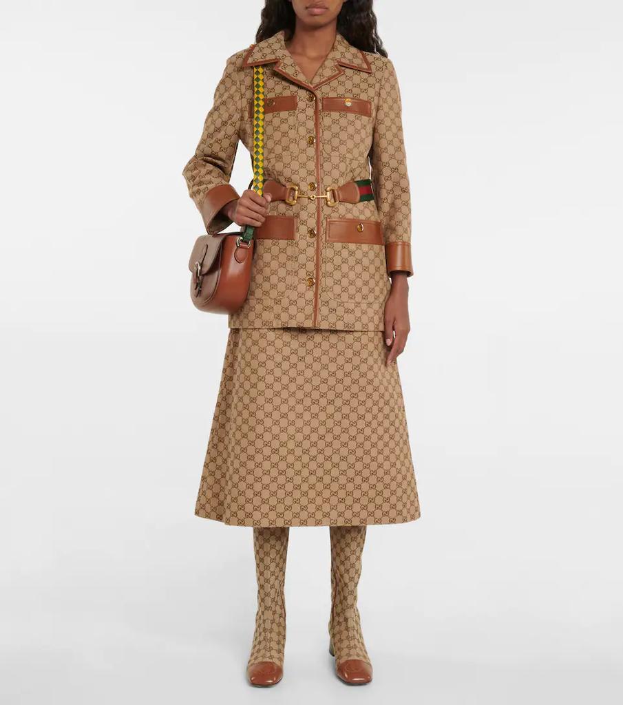 商品Gucci|Horsebit GG帆布中长半身裙,价格¥18074,第4张图片详细描述