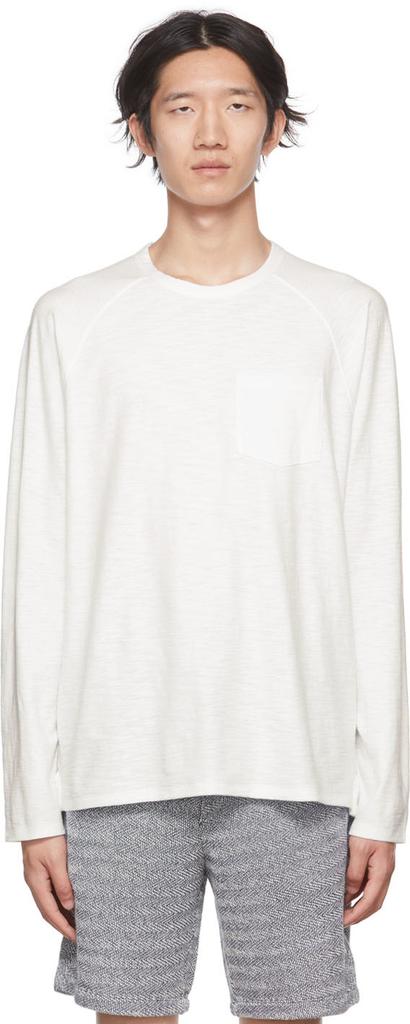 White Pocket Long Sleeve T-Shirt商品第1张图片规格展示